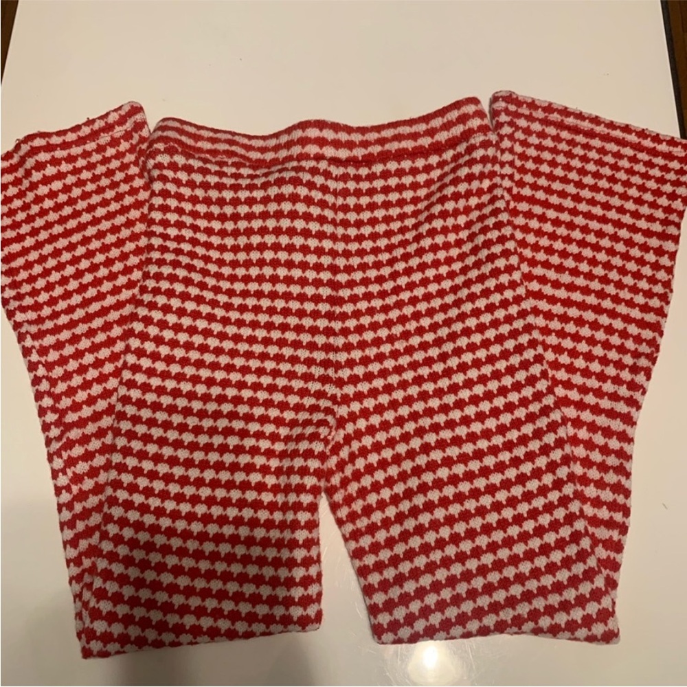 Zara Red and White Knit Pattern Pants